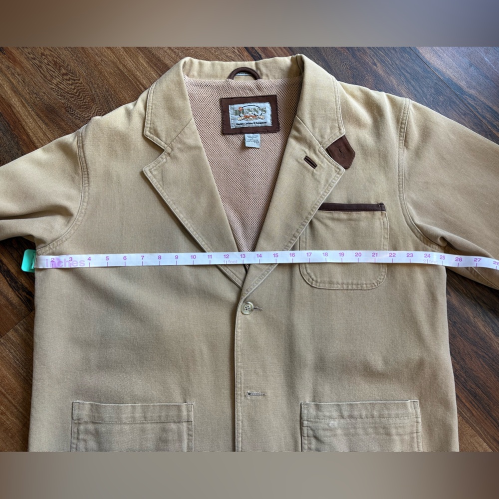 Dunn’s Supply Khaki Hunting Outdoor Shooting Jacket  100% Cotton Elbow Patches L - Picture 8 of 10